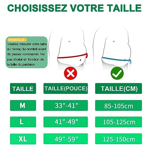 HONGJING Ceinture dorsale chauffante pour le soulagement des douleurs lombaires, ceinture dorsale chauffante alimentée par batterie pour la sciatique et la scoliose (M)