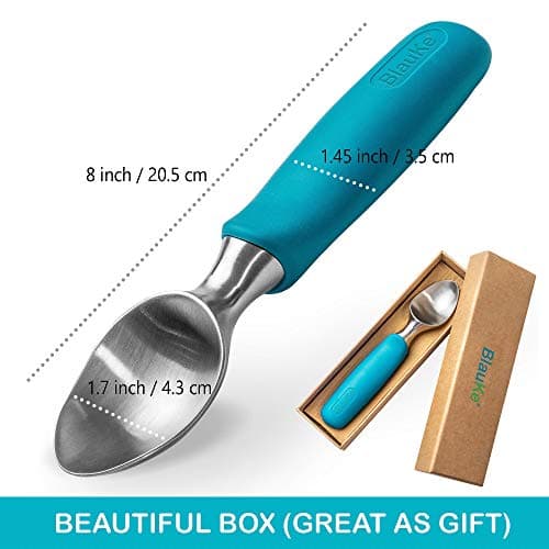 BlauKe® Cuillère à Glace en Acier Inoxydable avec Poignée Antidérapante Confortable – Cuillère Pelle à Crème Glacée Professionnelle – Sorbetiere Bouleuse Portionneuse à Glace – Idée Cadeau