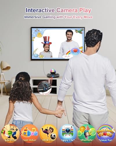 Acelufly Tapis de Danse pour TV avec caméra, Tapis de Jeu antidérapant avec 2 poignées sans Fil et Boule Disco colorée, Jeu de Tapis de Danse pour Enfants et Adultes, Cadeau pour garçons et Filles