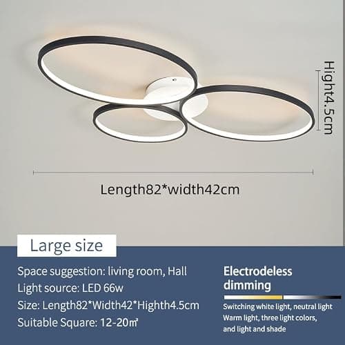 Hsyyz Plafonnier LED de salon,Plafonnier de chambre à coucher Lampe de salle à manger Plafonnier de salon,Moderne Lustre à intensité variable Cuisine Table à manger Lampe suspendue (Blanc + noir)
