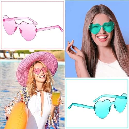 SHSHbuy Lunettes de Fête,12 Paires de Lunettes en Forme de Coeur Étoile Hippie Rétro,Drôle de Lunettes de Soleil de Fête Pour Fête D'anniversaire,Carnaval Accessoires Photo