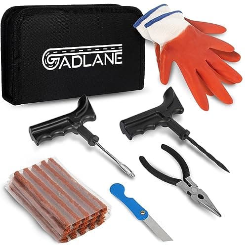 GADLANE Kit Reparation Pneu À Plat De Crevaison sans Chambre À Air Outils De 7 Pièces pour Camion De Moto De Voiture Automatique d'urgence VTT Jeep Tracteur