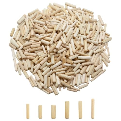 600 Pcs Assortiment de Tourillon Bois,Tourillons ein Bois,Chevilles en Bois Massif Rainurées pour Fraisage,Réparation de Meubles,Artisanat, Bricolage(6 Tailles)