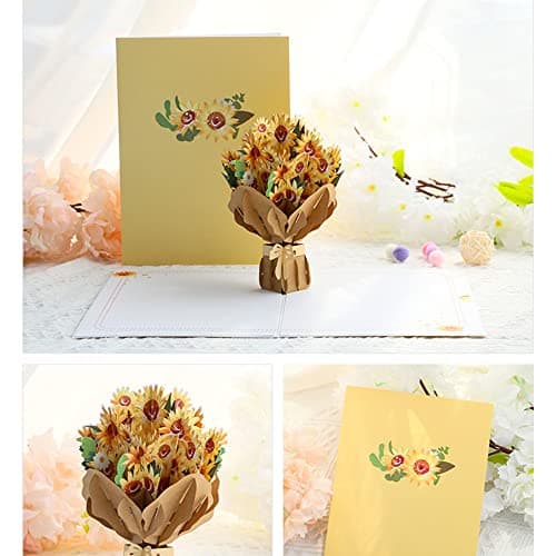Carte Pop Up Fleur, Carte Pop Up 3d Anniversaire, 15 * 20cm,Carte de voeux 11D pop - up avec enveloppes naturelles - carte de voeux épaisse de haute qualité avec des cartes de voeux