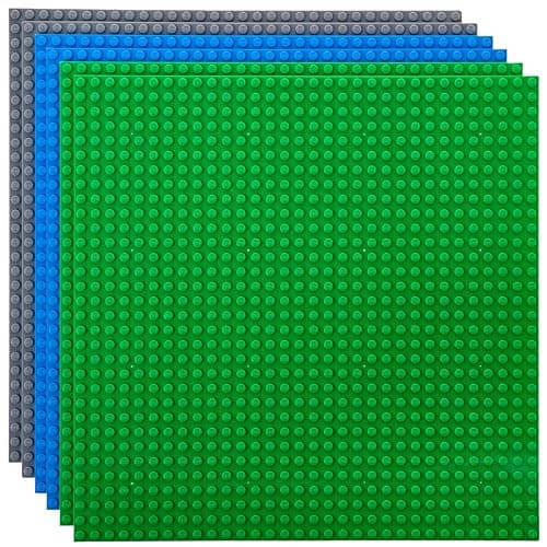 Strictly Briks Plaque de Base de qualité - Compatible avec Les Plus Grandes Marques - 25,4 x 25,4 cm - Vert, Bleu, Gris