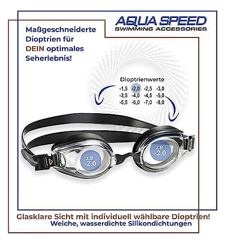 Aqua Speed ® Lumina, Lunettes de Natation avec dioptries de -1,5 à -8,0 / UVA/UVB de 100%, Hauteur:-3.5;Model:Lumina/Noir/Non teinté