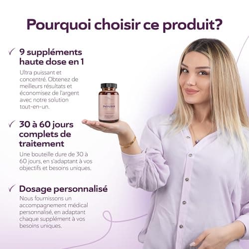 Inositol FEM Myo & D-Chiro 4100mg Gélules (180 Gélules) SOPK & Équilibre Féminin Supplément 9-en-1 — Myo Inositol, Folate 5-MTHF, Chrome, Zinc, B6, B12, D3, Sélénium & Manganèse, Naturel
