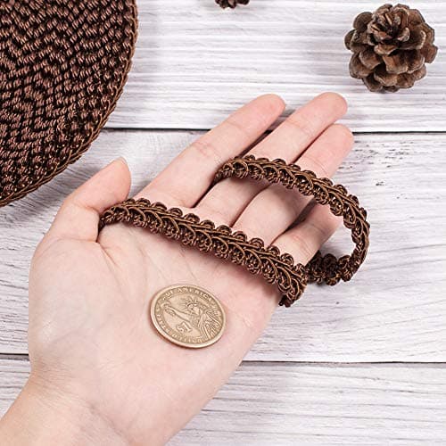 PH PandaHall 14m Ruban Tissé en Polyester Garniture Tressée pour Costume Bricolage Artisanat Couture Fabrication de Bijoux, Marron, 13~14mm