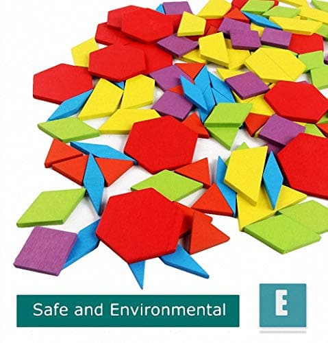 EACHHAHA Puzzle en Bois-Tangram-Jouets Montessori-Jouets éducatifs classiques-155 Formes géométriques et 24 Cartes de Conception pour Enfants adaptées aux Enfants de 3 4 5 6 7 Ans