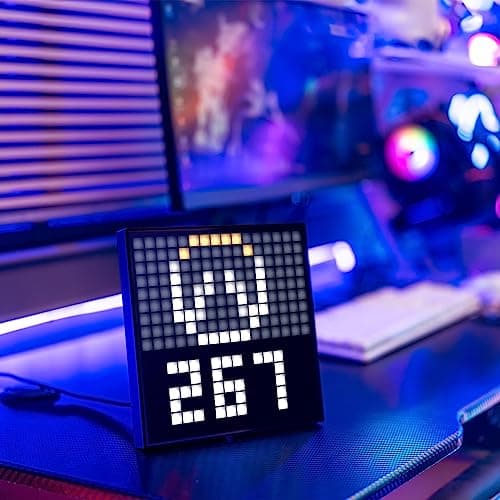 Divoom Pixoo-16 Pixel Art WiFi 16x16 LED Light Sign Digital Frame for Decoration Display,Smart Clock Lights Decorative with APP Control for Kids Gaming Room Bar Bedroom Home Wall Desk Gift