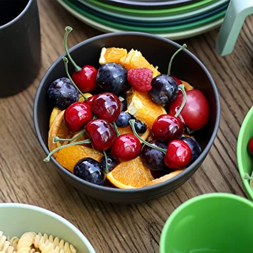 Greentainer Bol 24 OZ, bols à céréales lot de 4 saladiers 700 ml | Bol à fruits, bol à soupe pour enfants et adultes | Léger et incassable | Passe au lave-vaisselle et au micro-ondes | Noir