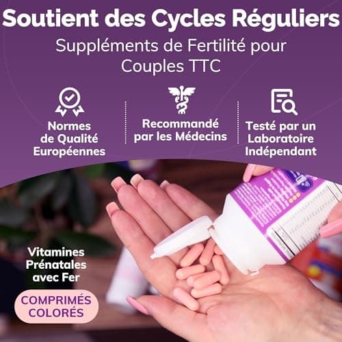 CONCEIVE PLUS Complément Fertilité pour Femmes - Équilibre Hormonal avec Calcium, Vitamine D, Myo Inositol, Acide Folique, Sélénium et Zinc - 60 Capsules - 30 Jours de Soutien à la Grossesse