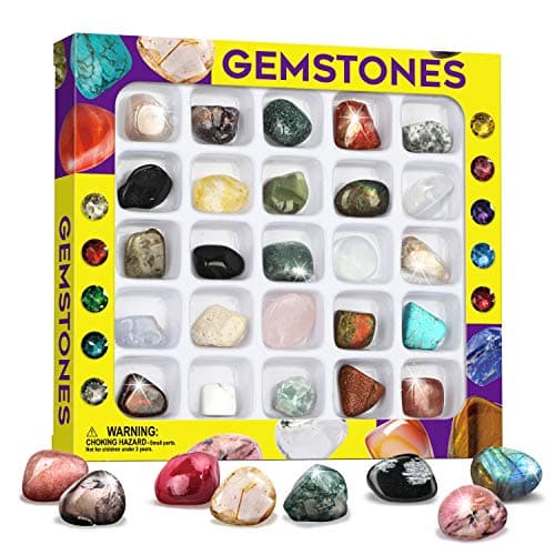 XXTOYS - Collection de 25 Pierre Precieuses pour Développement de l'imagination -Véritables minéraux Coffret naturels