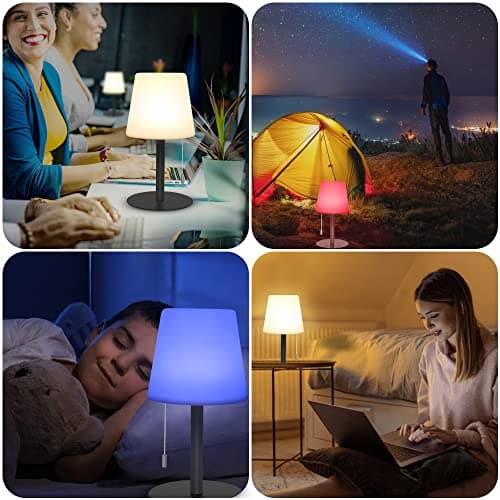 FUYO Lampe de table sans fil exterieur rechargeable dimmable RGB lampe de chevet portative 8 couleurs lampe de table étanche IP44 pour Jardin Salon Terrasse Intérieure exterieur décoration