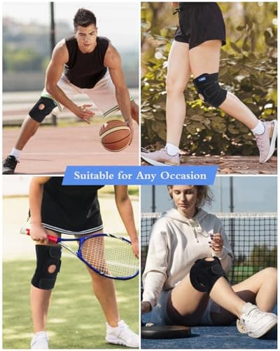 ABYON Genouillère pour Homme Femme avec Stabilisateurs Latéraux et Sangles Réglables, Support Rotulien Ouvert pour Tendinite, Déchirures du Ménisque, Soulagement des Douleurs Articulaires