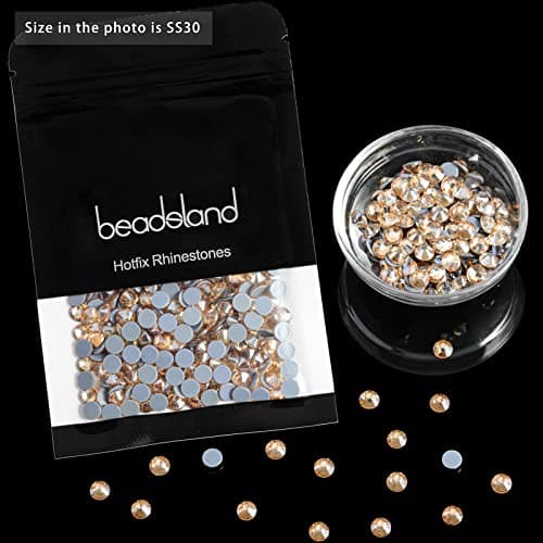 BEADSLAND Hotfix Strass,1440pcs Dos Plat Cristal Strass Artisanat vêtements Bricolage décoration,Champagne doré,SS20,4.6-4.8mm