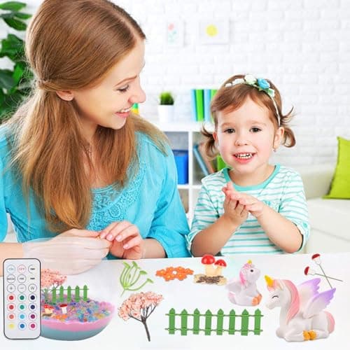 DAOUZL Cadeaux Licorne, Kit de Terrarium Licorne pour Enfant, Licorne Fille Kit Veilleuse, Bricolage Terrarium Plante Licorne Jouet, Kit d'art et d'artisanat, Licorne pour Cadeau Fille 3-12 Ans