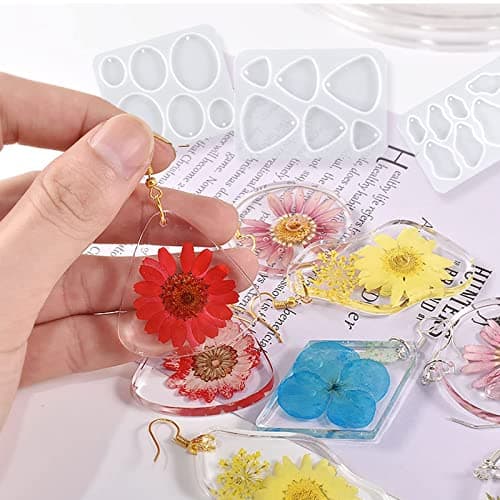 EPODA 12 Pièces Moule en Epoxy Resine pour Bijoux, Moules Silicone pour Resine Epoxy Bijoux pour Fabrication Création de Pendentif Boucle d'oreilles