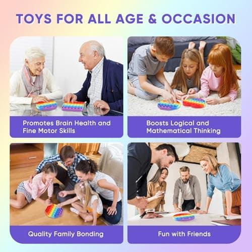 Pop on It, 4 Packs Push Pop Bubble, Mini Poppit, Bubble Popper Toy Jouet Sensoriel Adulte avec 1 Porte-clés, Antistress Fidget It Toys Set pour Enfants Adultes