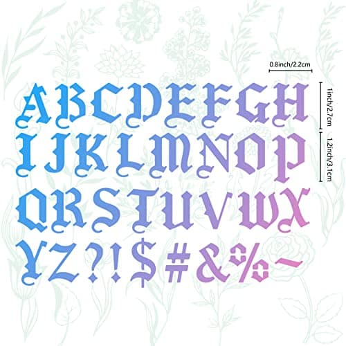 GORGECRAFT Pochoirs de Lettrage de Polices Gothiques Ancienne Police Anglaise Pochoirs en Acier Inoxydable Alphabet Réutilisable Pochoir en Métal Outil de Journal pour L'Écriture, la Peinture