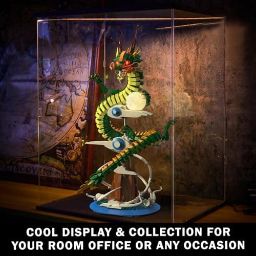 JMBricklayer Ensemble de construction dragon pour adultes, kit de dragon cool avec lumières 70007, collection de modèles ou décoration de bureau à domicile, jouets de construction cadeau pour garçons,