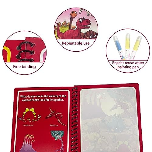 Lot de 4 stylos plus 4 livres de coloriage à l'eau pour enfants - Livre de dessin magique à l'eau, planche de peinture avec eau magique, cahiers de coloriage pour les petits artistes!