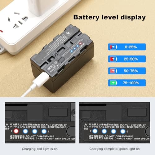 Soonpho 2-Pack NP-F550 Batterie de Rechange Remplacement Battery pour Sony NP-F970 F960 F950 F770 F750 F570 F550 Compatible Godox Neewer caméscope/Moniteur/caméra