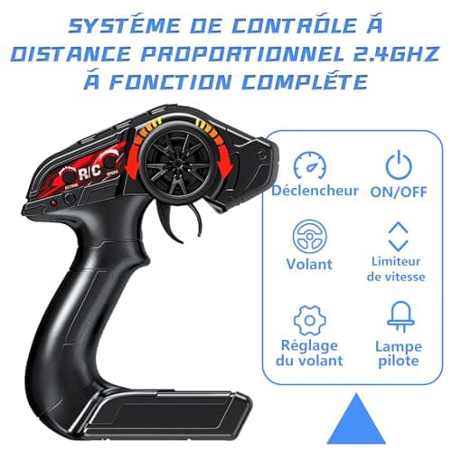JONRRYIN Voiture Télécommandée, 1:18 4WD RC Voiture Radiocommandées avec 2 Batterie 60 Minutes, 2.4 GHz Tout Terrain Rapide Voiture, Jouet Monster Truck pour Enfant Adulte Anniversaire Cadeau