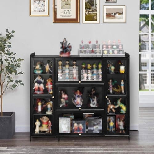 Vitrine pour Collection 53.14in Vitrine en Verre Cadre en Bambou Naturel Meuble Vtrine Verre pour Collection, Vitrine de Collection Acrylique, Résistant à la Poussière, Idéal Pour Salon et Bureau