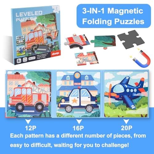 ASTARON Puzzles magnétiques pour Enfants de 3 à 5 Ans, pour Enfants âgés de 2 à 4 Ans, Jouet d'activités de Ferme/Voiture/Animaux, Aimant d'apprentissage, Cadeau pour Voyage en Voiture