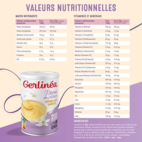 Gerlinéa - Crème Repas Minceur - Substitut de Repas Complet et Rapide - Saveur : Vanille - 540 g(L'emballage peut varier)
