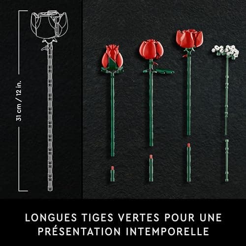 LEGO Icons Botanical Collection Le Bouquet de Roses, Fleurs Artificielles pour Décorer la Chambre, Cadeau d'anniversaire pour Adultes passionnés de Plantes 10328