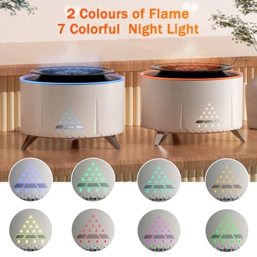Diffuseur Huiles Essentielles avec Enceinte Bluetooth, 350ML Humidificateur d'air, Diffuseur d'huiles essentielles avec Quatre Sons Naturels, Flamme Diffuseur Huile Essentielle pour Aromathérapie