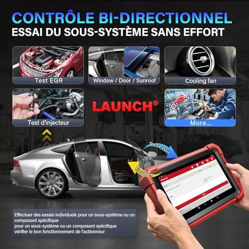 LAUNCH X431 CRP919XBT Valise Diagnostic Auto Multimarque, Contrôle bidirectionnel, CANFD&DOIP,Diagnostic sans Fil Bluetooth avec DBScar VII,FCA AutoAuth,VAG Guided,ECU Coding,IMMO