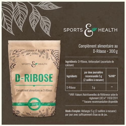 D-Ribose poudre - 300g - fermenté - Dose quotidienne de 5g de D-Ribose - 60 portions - 2 mois d'approvisionnement - végétalien - sans additifs - testé en laboratoire - D-Ribose