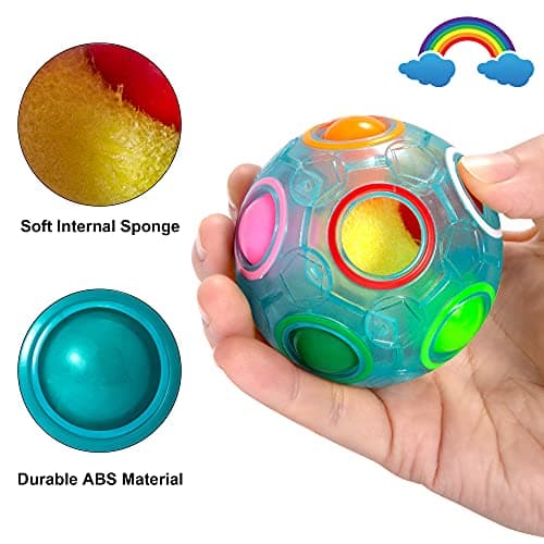 Vdealen Boule de Puzzle Magique Arc en Ciel Magic Rainbow Ball Jeu de Puzzle Balle Anti Stress Casse-tête Our Filles et Garçons Adultes Jouets éducatifs Our D'activité et de Faire la Fête Lot de 4