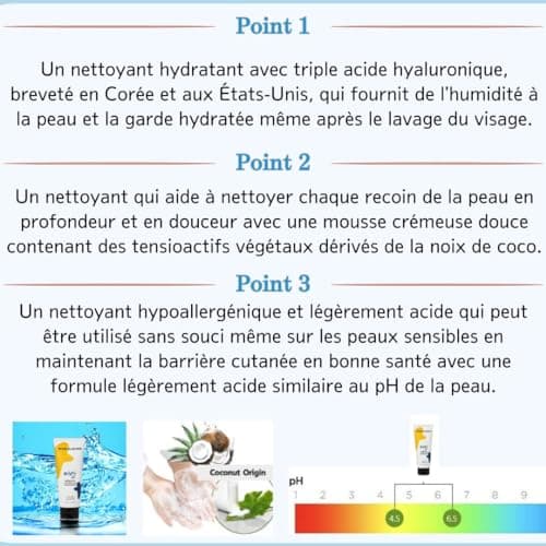 [STAR IN SEOUL] MIBYUL MOUSSE NETTOYANTE À L'ACIDE HYALURONIQUE, 150ml, Nettoyant hydratant, recommandé pour les peaux sèches/sensibles, Nettoyant coréen pour soins de la peau végan.