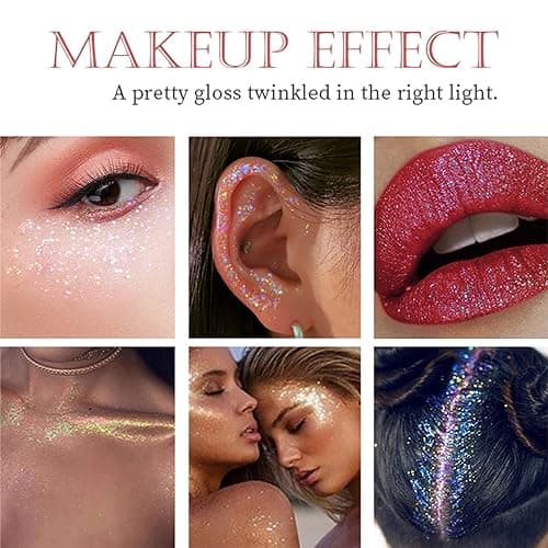 Gel Paillettes Corps,Paillette Cheveux Visage,Paillette Maquillage,Mermaid Sequins Body Glitter pour Festival Fête Noël Pâques Maquillage Décoration,36ML