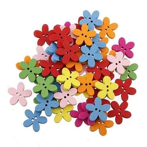 Fliyeong Lot de 100 boutons en bois en forme de fleur à 2 trous pour couture, scrapbooking, bricolage