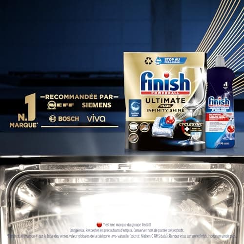 Finish Ultimate Plus Infinity Shine Pastilles Lave-Vaisselle, Propreté Intense & Brillance Étincelante, 146 Capsules