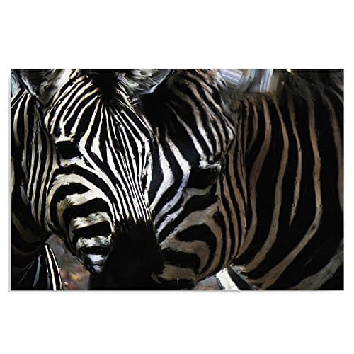 Feeby Frames, Tableau seul panneau, Tableau imprimé xxl, Tableau imprimé sur toile, Tableau deco, Canvas 30x40 cm, ZÈBRE, RAYURES, NOIR ET BLANC, MOTIF