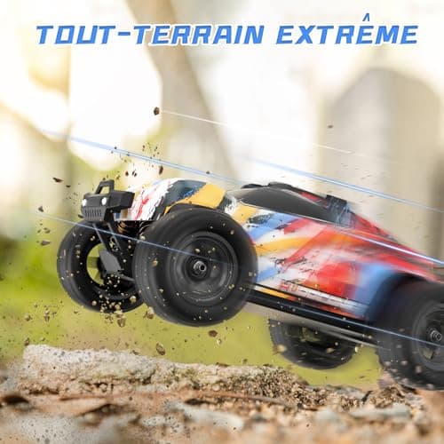 JONRRYIN Voiture Télécommandée, 1:18 4WD RC Voiture Radiocommandées avec 2 Batterie 60 Minutes, 2.4 GHz Tout Terrain Rapide Voiture, Jouet Monster Truck pour Enfant Adulte Anniversaire Cadeau
