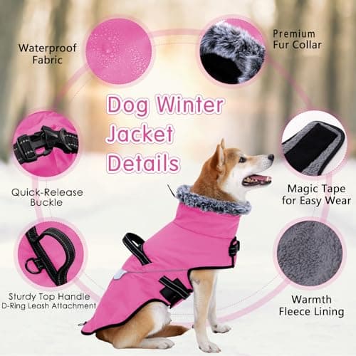 LIANZIMAU Manteau pour Chien imperméable avec Harnais, Manteau d'hiver pour Chien, Manteau Chaud avec réflecteurs pour Chien de Petite, Moyenne et Grande Taille, Manteau pour Temps Froid