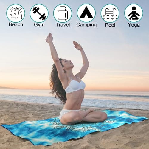 Lubibi Serviette de Plage en Microfibre,Grande Couverture de Plage,80x160cm,Séchage Rapide,Anti-Sable,Super absorbante,Serviette de Voyage Portable,pour Fitness, Camping,Natation,Yoga(Tortue Marine)