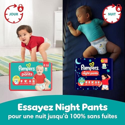 Pampers Baby-Dry Pants, Taille 6, 138 Couches-Culottes, 14-19kg, Maintien 360° Contre Les Fuites Avec Une Poche Stop & Protect Pour Une Nuit Jusqu'à 100% Sans Fuites, Pack 1 Mois