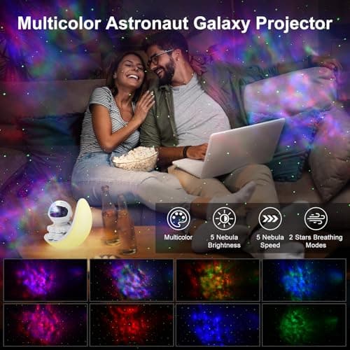 Astronaute Projecteur Galaxie,Projecteur ciel etoile avec Nébuleuse et Étoile,Minuterie,Bruit blanc,Enceinte Bluetooth. Lampe de projection ciel etoilé Plafond Veilleuse Enfant pour Decoration Chambre
