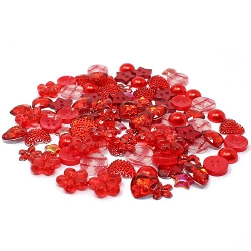 Lot de 100 boutons plats en acrylique et résine Rouge