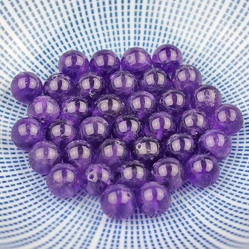 MJDCB 4mm 85 pièces Améthyste Perle Pierre Naturelle Ronde en Vrac Perles Semi Precieuse pour Fabrication de Bijoux de Bracelets et de Colliers