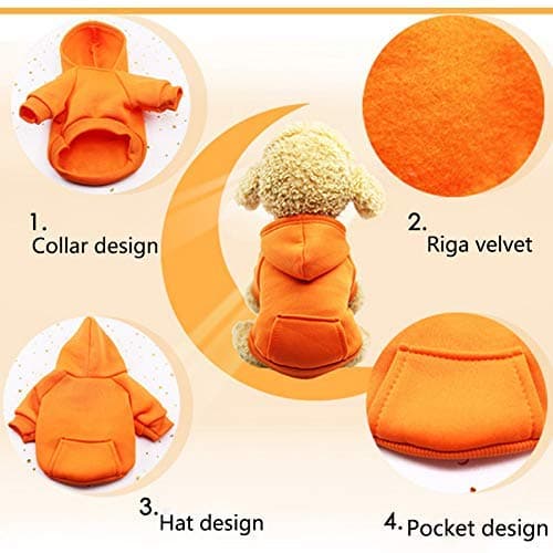 Idepet Sweat à Capuche pour Chat Vêtements pour Chien en Coton avec Manteau d'hiver et Poche extérieure