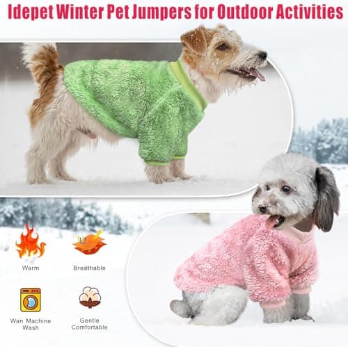 Idepet 2pcs Chien Pull Animaux de Compagnie Pull,Chaud Chiot Sweatshirt Chien Manteau Pyjama vêtements pour Chats tricoté Chien Body Chihuahua Chiot Teckel York vêtements (Vert Poudre, M)